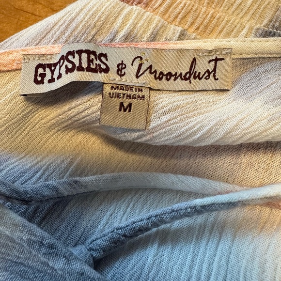 Gypsies & Moondust Tie Dye Maxi Dress Medium Smocked Waist Boho Sz M Semi Sheer - Picture 4 of 11